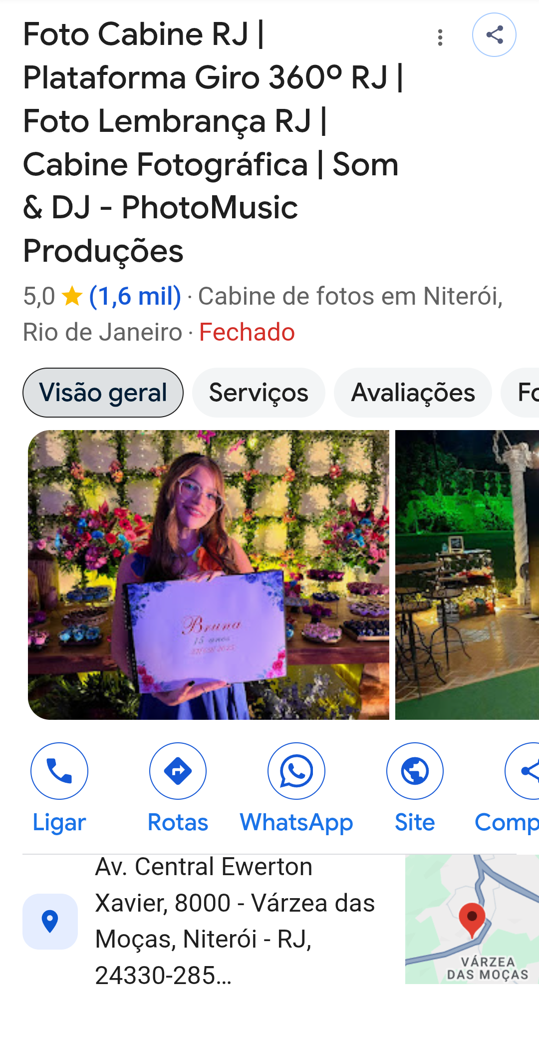 Avalia&ccedil;&atilde;o 5 estrelas no Google elogiando a divers&atilde;o dos convidados na foto cabine